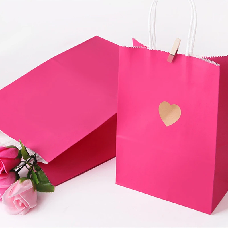 Rose red white kraft paper bag display Rose red white kraft paper bag display
